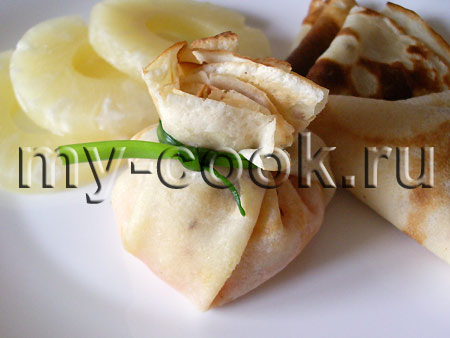 Блинные мешочки с начинкой