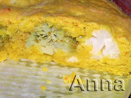 Пирог с брокколи и цветной капустой